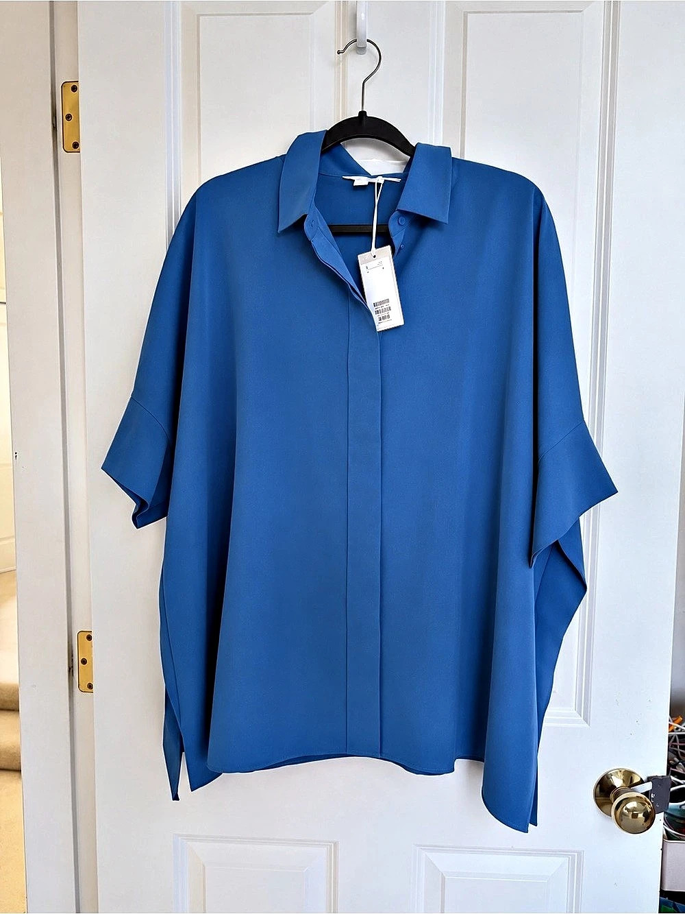 COS Blue 100% Lyocell Oversized Shirt Blouse Size S NWT